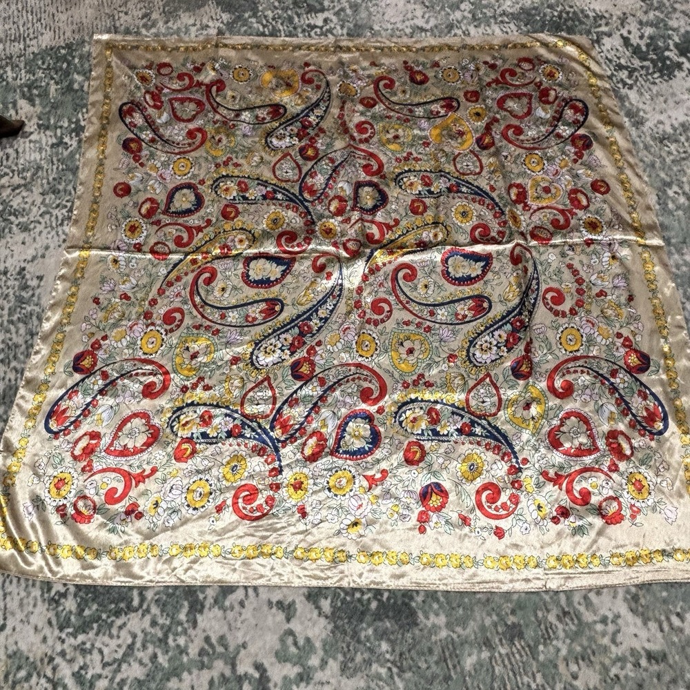 Paisley Floral Square Silk Scarf 35X35